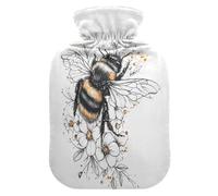 Bee Blossom Floral White tag3 Hot Water Bottle with Cover for Pain Relief tag1 for tag2, 2L
