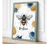 Bee Brave Modern Canvas Wall Art Print 18x12 Inch (46 x 30 cm)