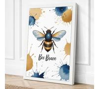 Bee Brave Modern Canvas Wall Art Print 18x12 Inch (46 x 30 cm)