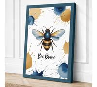Bee Brave Modern Canvas Wall Art Print 24x16 Inch (61 x 41 cm)