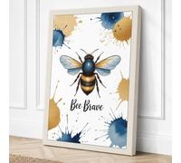 Bee Brave Modern Canvas Wall Art Print 36x24 Inch (91 x 61 cm)