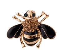 Bee Brooch for Women, Elegant Colourful Enamel Safety Pin with Pink Rhinestone Heart Pendants, Gold Plated Alloy Jewellery, 3cm x 2.4cm Size, Fits for Coats Scarves Bags