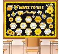 bee Bulletin Board Decorations Set Sunflower Honey Bee Hive Accents Healthy Habits Bulletin Board Cutouts for Spring Summer Office Classroom Home Wall Decor