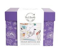 Bee & Bumble Colour Sketching Box Stationery Set, 12 Coloured Pencils, 12 Fineliner Pens, A5 Sketch Pad For Drawing, Sketching, And Colouring, Professional Artists, Perfect Craft Activity Or Presents