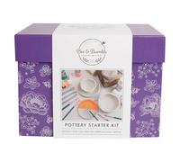 Bee & Bumble Pottery Starter Kit Neon, 1kg Air Hardening Clay, 4 Piece Modelling Tool Set, Neon Acrylic Paints, Matt Varnish, Single Craft Set, DIY, Art And Crafts, Unique Gift Present