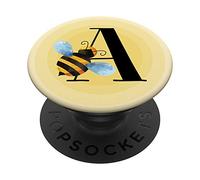 Bee Bumblebee Honeybee Personalized Gift Monogram Letter A PopSockets PopGrip: Swappable Grip for Phones & Tablets