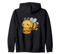 Bee Burger Busy Cartoon Zip Hoodie