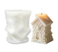 Bee Candle Mould | Silicone House Shape with Bees and Flowers for Making Craft Candles - for Soap Chocolate Birthday Party Office Bedroom School