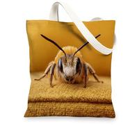 Bee Canvas Tote Bags, Insect Design Reusable Shopping Bags, Modern Eco-Friendly Lightweight Washable Canvas Bags for Gym Ou, Yellow, 13x15 Inch