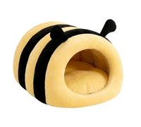 Bee Cat Dog House - Anti-Slip Bottom | Winter Warm Enclosed Bed | Round Fluffy Pet Bed, Removable Washable, for Small & Medium Dogs, Cats