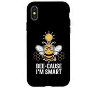 Bee-Cause I'm Smart Funny Bee Pun School Humor Case for iPhone X/XS