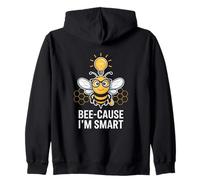 Bee-Cause I'm Smart Funny Bee Pun School Humor Zip Hoodie