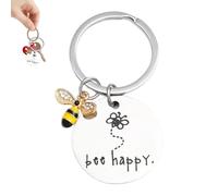 Bee Charm Keyring 5x3cm | Beee Happy Keyring - Bee Themed Girl Keychain, Alphabet Keychain, Christmas Birthday Gifts, Bee Keychain for Kids, multi-coloured, Fare riferimento alla descrizione