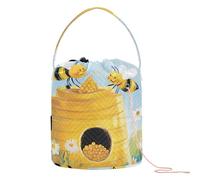 Bee Collecting Honey Beehive Crochet Storage Storage Organizer Bag Portable Crocheting Bag for Crochet Needle Knitting Accessories