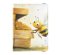 Bee Collecting Honey Beehive Leather Passport Holder for Travel Secure Hidden Passport Covers for Family Trip Must Haves Accessories