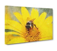 Bee Collecting Pollen Canvas Print | Gallery Wrapped 30mm Frame Wall Art | 30x20 inches | Ready to Hang | Modern Animals Picture | Living Room Bedroom Lounge Office