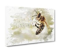 Bee Collecting Pollen No.2 V3 Modern Canvas Wall Art Print Ready to Hang, Framed Picture for Living Room Bedroom Home Office Décor, 24x16 Inch (60x40 cm)