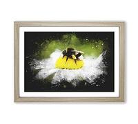 Bee Collecting Pollen Vol.2 Paint Splash Framed Print | A2 Oak Framed Wall Art | Ready to Hang | Modern Animal Picture | Living Room Bedroom Lounge Office