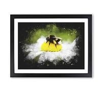 Bee Collecting Pollen Vol.2 Paint Splash Modern Art Framed Wall Art Print, Ready to Hang Picture for Living Room Bedroom Home Office Décor, Black A4 (34 x 25 cm)