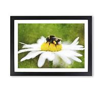 Bee Collecting Pollen Vol.2 Painting Framed Print | A2 Black Framed Wall Art | Ready to Hang | Modern Animal Picture | Living Room Bedroom Lounge Office