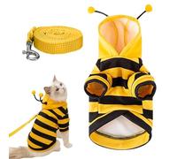 Bee Costume for Cat Dog with Tow Cable, Hoodie Dog Clothes Stripes Bee Costume for Dogs, Small, Medium, Puppy, Chihuahua, Yorkshire, Halloween, Cosplay
