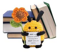 Bee Crochet Table Ornament - Short Plush Material, Positive Crochet | Handmade Knitted Doll 4 Inch 60 G, The Affirmation Cards Enhance P