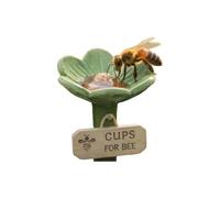 Bee Cups Water for Bees Garden, Flower-Shaped Ceramic Bee Watering Station, Hummingbird Feeder with Flower Design, Bee Cups (Green)