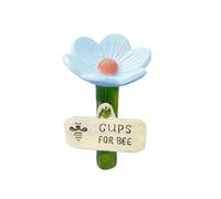 Bee Cups Water for Bees Garden, Flower-Shaped Ceramic Bee Watering Station, Hummingbird Feeder with Flower Design, Bee Cups (Blue)