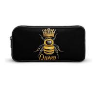 Bee Cute Queen Portable Pencil Case Pouch Big Capacity Pen Bag for Office Stationery Organizer