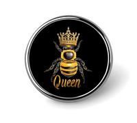 Bee Cute Queen Round Brooches Colorful Fashion Button Pins Badge for Backpacks Shirts Scarf