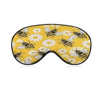 Bee Daisy Pattern Eye Cover Breathable Comfortable Eyeshade Soft Skin Friendly Sleep Mask Party Night Blindfold with Fashion Adjustable Eye Mask for Night Sleeping Travel Nap