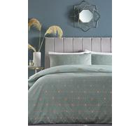 furn. Bee Deco Geometric Duvet Cover Set - Green Polycotton - Size Double
