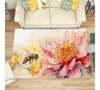 Bee Decorations for Home - Bumble Bee Rug, Honey Bee and Flower Rugs for Living Room Bedroom, Washable Non Slip Soft Small Carpet, Patterned Area Rugs & Home Decor 50x80 cm