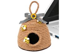 Bee Decorations for Home - Rustic Woven Rope Pendant | Honey Bee Stuff Tiered Tray Decor | for Home Kitchen Bedroom Farmhouse Office Table Desk Shelf Spring Summer Party Holiday