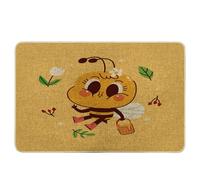 bee Door Mat Cute Animals Funny Pattern Plant Leaves Flower Honey Yellow Rubber Dirt Trapper Duty Decorations Classroom Pool Garage Home Kitchen Bathroom Washable Absorbent 17x29 inch