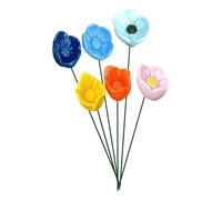 Bee Drinker, 6-Piece Water Drinker with Ground Spike, Colourful Ceramic in Flower Shape, Butterfly and Bee Drinks, as a Decorative Accessory on the Yard, Patio, Path and Meadow as well as for