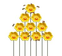 Bee Drinking Cups for Garden | Ceramic Water Dispenser | with Stake Flower Shape Bee Pollination Station | for Indoor Decor Yard Patio Pathway Grassland Lawn Planter Pot Butterfly Hummingbir