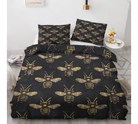 Bee Duvet Cover King Size - Bumble Bee Bedding Set & Bedroom Decor, Reversible Quilt Cover and Pillowcases, Soft Brushed Microfiber Easy Care Bed Set with Zipper Closure W#-238