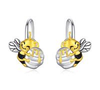 Bee Earrings for Women 925 Sterling Silver Bumble Bee Leverback Gold Honey Bee Jewelry