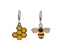 Bee Earrings for Women Asymmetrical Honeycomb Earrings Geometric Hexagon Honeycomb Beehive Earrings Rhinestone Bee Hoop Earrings for Women Jewelry Birthday, Metal, No Gemstone