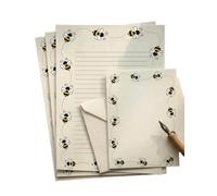 Bee Eco-Friendly Writing Paper and Envelopes Set - A5 Recycled Stationery for Letter Writing - 100gsm FSC Certified Paper - Lined or Plain - Made in UK - Nature Lovers Bee Gift