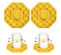 Bee Feeder, 1/2PCS Yellow Bee Watering Station with Hexagonal Grooves, Reusable Bees Waterer for Regular Wide Mouth Jars