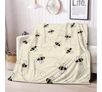Bee Fleece Blanket King Size Throws for Sofas Large, Fluffy Blanket for Bed, Throw Blanket for Bedroom, Couch, Office, Warm Flannel Home Decoration Blankets 270x230 cm