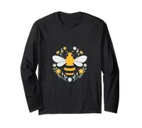Bee Floral Circle Garden Nature Design Long Sleeve T-Shirt