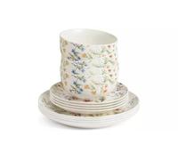 Bee Floral Stoneware Dinner Set, 12 Piece, White with Floral Pattern