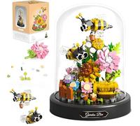 Bee Flower Bouquet Building Set, 588 PCS Insect Flowers Collection Building Set with Dust Cover, Micro Mini Botanical Building Toy, DIY Home Decoration, Gifts for Boys and Girls (16368)
