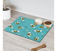 Bee Flower Daisy Pet Feeding Mat for Cat Dog Water Bowl Food Mats Cute Pet Feeding Mats Absorbent Nti-Slip Contain Spills Protects Floors Placemat 40.6 x 60.9 cm
