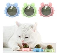 BEE&FLOWER Pack of 3 Catnip Balls Toy for Cat, Catnip Wall Roller for Cat Licking, Teeth Cleaning Dental Edible Kitten Toy, Natural Healthy Pet Snack