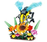 Bee Flowers Building Block Set, 750 PCS Insect Collection Flower Bonsai Building Kit, Animals Bugs Insect Collection Display Model for Kids Adults Office Home Decoration, Gift for Nature Lovers