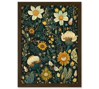 Artery8 Bee Flying over Flower Wildflower Spring Field Artwork Framed Wall Art Print A4 in Brown Artery8 Brown